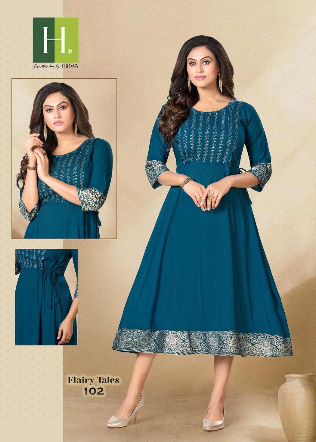 Hirwa Flairy Tales New Latest Designer Rayon Fancy Wear Kurti Collection